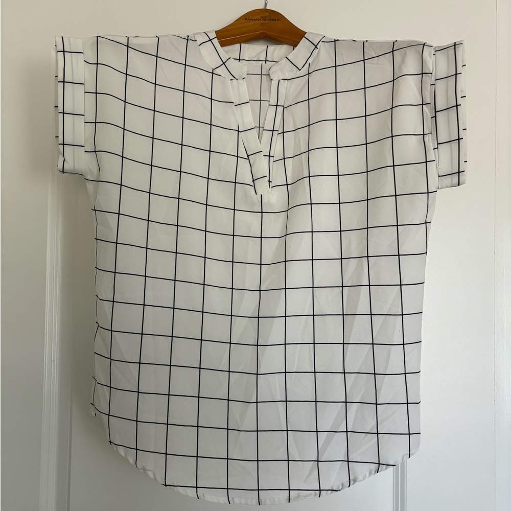 White and Black Print Women’s Blouse